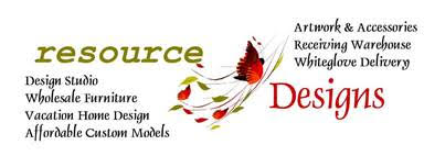 Resource Designs design studio, wholesale furniture, artwork, accessories,workroom, receiving warehouse